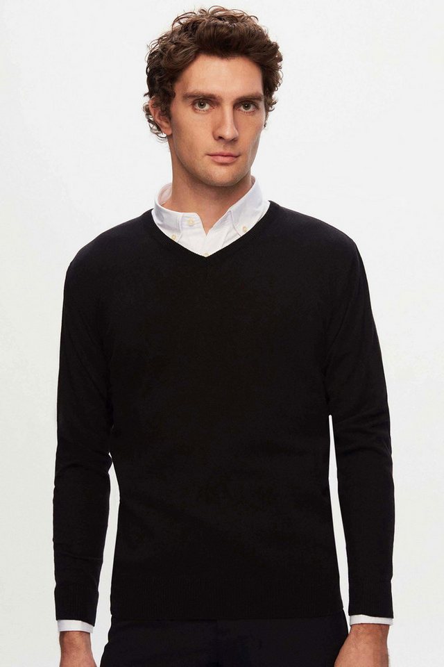 D'S DAMAT V-Ausschnitt-Pullover Ds Damat Strickpullover mit normaler Passform, schlichtem V-Ausschnitt von D'S DAMAT
