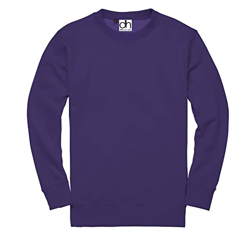 Premium Sweatshirts Einfarbig Arbeitskleidung Casual Rundhalsausschnitt Pullover Pullover Sport Freizeit Fleece, violett, L von D&H CLOTHING UK