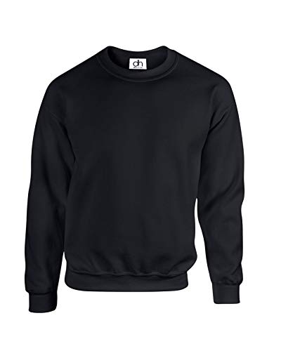 D&H CLOTHING UK Premium Sweatshirts Einfarbig Arbeitskleidung Casual Crewneck Jumper Sweater Sport Freizeit Fleece, Schwarz , L von D&H CLOTHING UK