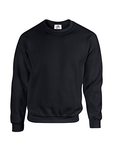 D&H CLOTHING UK Premium Sweatshirts Einfarbig Arbeitskleidung Casual Crewneck Jumper Sweater Sport Freizeit Fleece, Schwarz , L von D&H CLOTHING UK