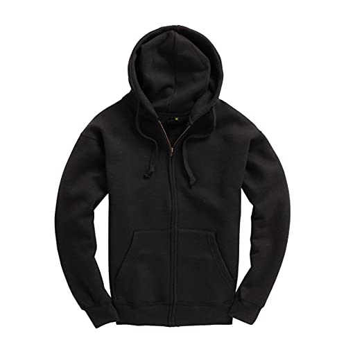 Schwarzer Premium Hoodie mit Reißverschluss für Erwachsene mit Reißverschluss, Unisex Reißverschluss, XS 6XL, schwerer gemischter Fleecepullover mit Kapuze, Arbeitskleidung, Sweatshirt, von D&H CLOTHING UK