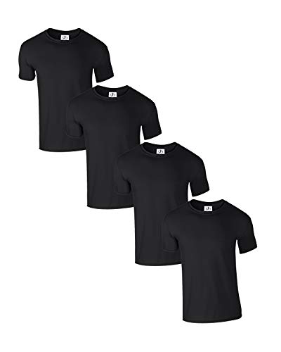 T-Shirt mit Rundhalsausschnitt, einfarbig, normale Passform, kurzärmelig, 100 % Baumwolle, 180 g/m², 4 Stück Gr. 3XL, Schwarz von D&H CLOTHING UK