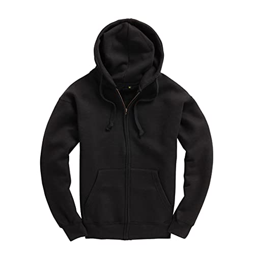 Zipped Premium Black Hoodie Adult Zip Up Unisex Zipper XS-6XL Heavy Blended Hooded Fleece Jumper Work Wear Sweatshirt Hoodies Top Plain BNW Unisex, Schwarz , L von D&H CLOTHING UK