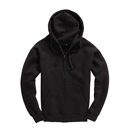 Zipped Premium Black Hoodie Adult Zip Up Unisex Zipper XS-6XL Heavy Blended Hooded Fleece Jumper Work Wear Sweatshirt Hoodies Top Plain BNW Unisex, Schwarz , XL von D&H CLOTHING UK