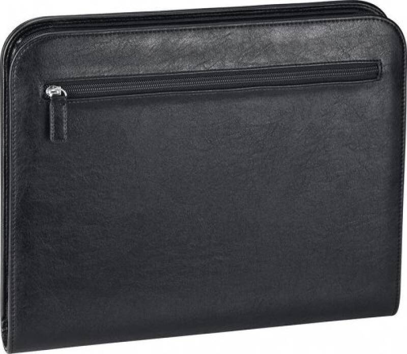 D&N - D&N Schreibmappe mit RV schwarz Schwarz von D&N