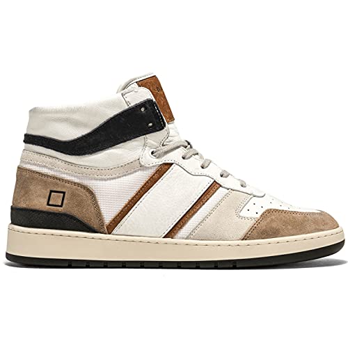 D.A.T.E. Herren-Sneaker Sport High Horsy weiß und braun - Sport High M 351-SP-HO-WH - Gr., Weiß, 43 EU von D.A.T.E.