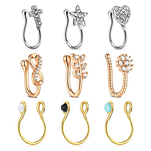 D.Bella Fake Nasenpiercing Non Piercing Clip on Nasenringe Gefälschte Nasenringe für Frauen Nasenmanschette für Keine Nase Faux Piercing Schmuck von D.Bella