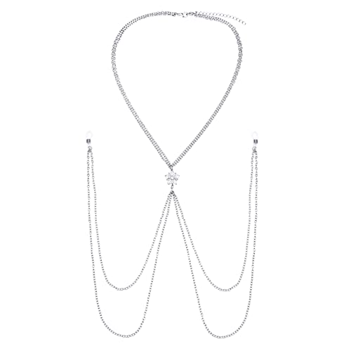 D.Bella Fake Brustwarzenring, kein Piercing, Silikon, mit Kette, Anhänger, Körperschmuck für Damen, Metall von D.Bella
