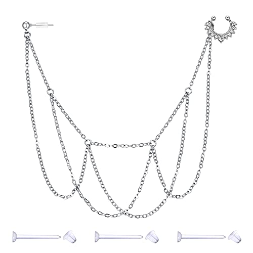 D.Bella Kette von Nase zu Ohr,Gefälschte Nasen-Ring-Kette Ohrring Piercing Nase Fake Nose Septum Ring Fakepircings Frauen-Körper-Schmuck von D.Bella