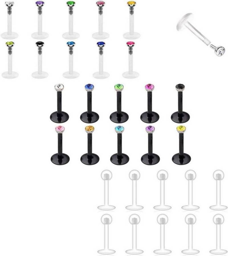 D.Bella Piercing-Set 16G Lippenpiercing Retainer Set 30 Stk. Durchsichtig Bioflex Acryl UV von D.Bella