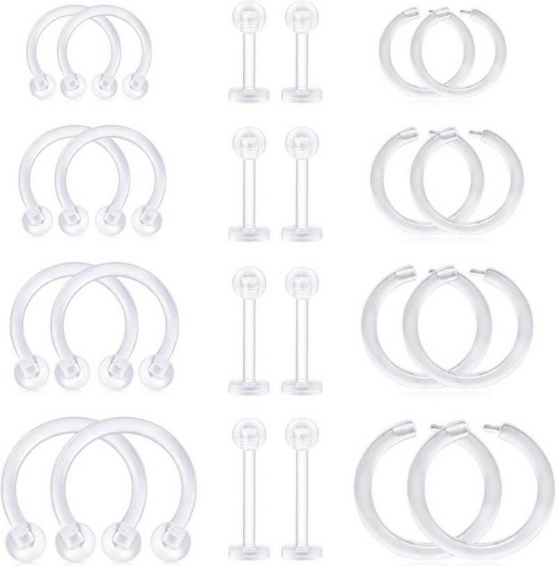 D.Bella Piercing-Set Durchsichtige Plastik Piercing Retainer Set Mix 16G Helix Rook Tragus von D.Bella