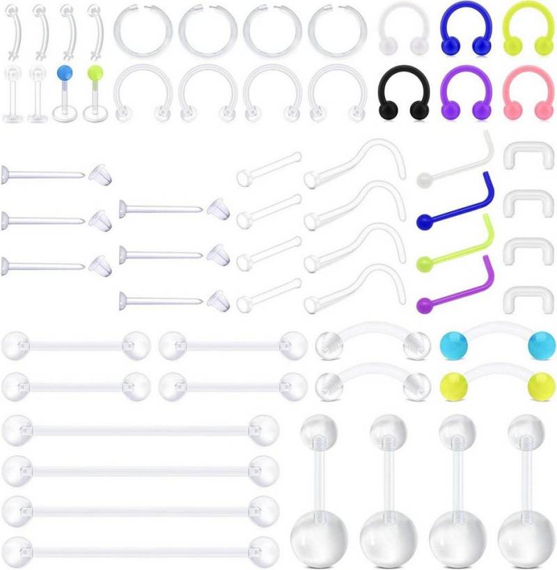 D.Bella Piercing-Set Klarer Lippen Ohr Nase Septum Zungen Piercing Retainer Set 60 Stile von D.Bella