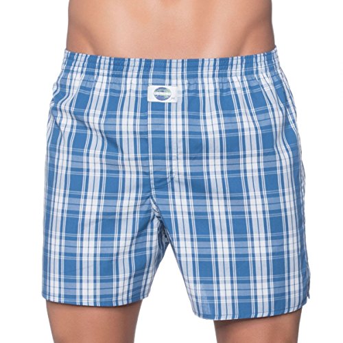 D.E.A.L International Boxershorts Weiß Blau kariert Größe XS von D.E.A.L International