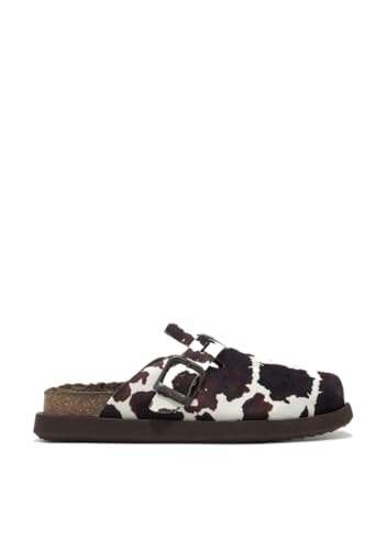 D.Franklin Damen Clog mit Fellfutter Vibe Clog Cow - Bequeme flache Sport-Sandalen für den Sommer - Größe (41) von D.Franklin