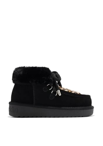 D.Franklin Damenlederstiefel mit Innenfutter Nordic Mid Fur Schwarz/Leopard - Damenstiefel - Freizeitmode - Größe (40) - Modell nordic von D.Franklin