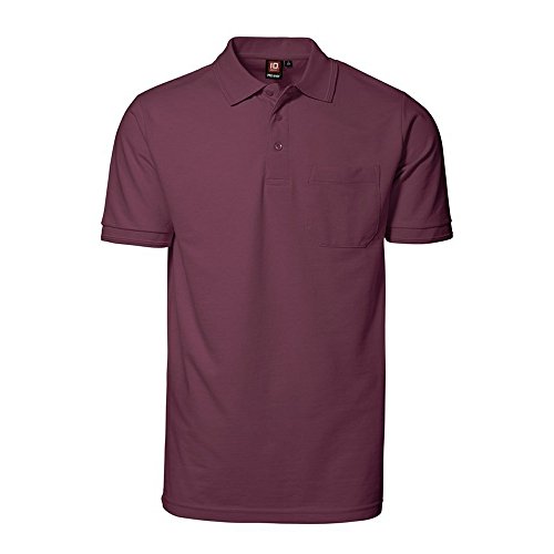 ID Herren Pro Wear Polo-Shirt mit Brusttasche, reguläre Passform, kurzärmlig (2XL) (Bordeaux) von D.I.D