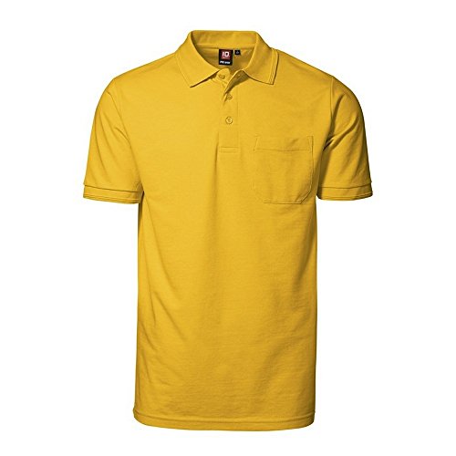 ID Herren Pro Wear Polo-Shirt mit Brusttasche, reguläre Passform, kurzärmlig (2XL) (Gelb) von D.I.D