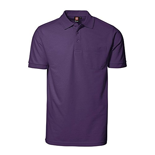ID Herren Pro Wear Polo-Shirt mit Brusttasche, reguläre Passform, kurzärmlig (5XL) (Violett) von ID