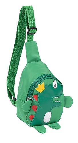 Nette Kinder Sling Bag Kleine Cartoon Dinosaurier Crossbody Umhängetasche Münze Geldbörse Taille Rucksack Nylon für kind 1-5, Grüne Krone Dinosaurier, Einheitsgröße von D.LerBung