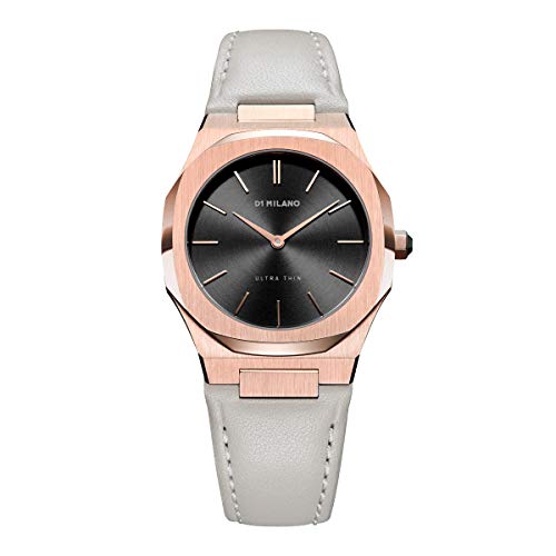 D1 Milano Ultra Thin Armbanduhr mit Lederband Rosegold/Beige/Schwarz 36 MM UTLL14 von D1 Milano