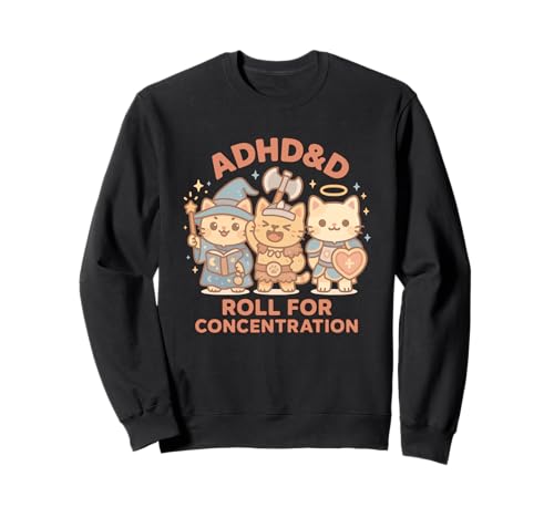 RPG Gamer ADHS & D Roll for Concentration Geek Cat Men Women Sweatshirt von D20 Dice Tabletop Gamer Merch Gifts Store