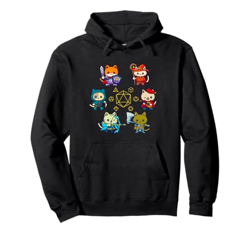 RPG Cat Würfelset Nerdy D20 Gamer Geek Cats Herren Damen Kinder Pullover Hoodie von D20 Dice Tabletop Gamer Store