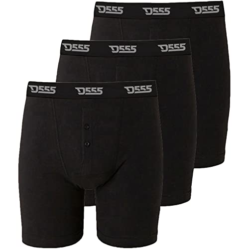 D555 Driver, große Herren-Boxershorts mit Knopfleiste, 3er-Pack, Schwarz , 6XL/Tall von D555