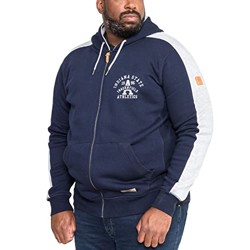 D555 Duke Herren Eaton Big Tall Kapuzenjacke mit durchgehendem Reißverschluss, Marineblau, navy, XXL Große Größen von D555