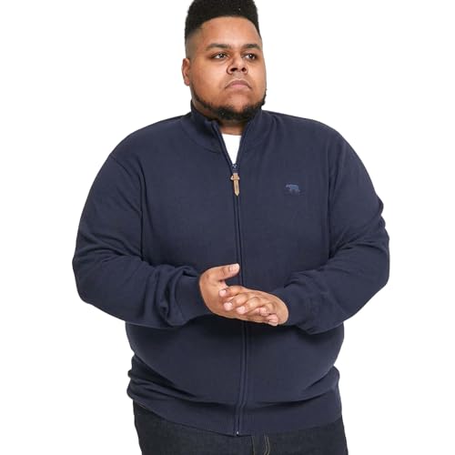 D555 Franco Basic Herren-Pullover mit durchgehendem Reißverschluss, navy, 4XL von D555