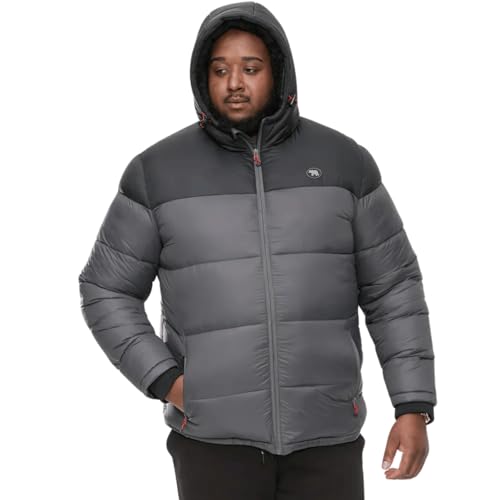 D555 Gesteppte Pufferjacke für Herren mit Sherpa-Futter in Anthrazit, 3XL-6XL, anthrazit, 4XL Plus Tall von D555