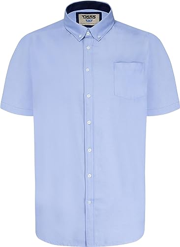 D555 Herren Übergröße James Basic Oxford Kurzarm Shirt in 5 Farben 2XL bis 6XL, himmelblau, XXL Große Größen von D555