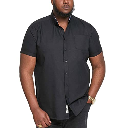 D555 James Basic Oxford Kurzarmhemd in Übergröße in 5 Farben 2XL bis 6XL, Schwarz , XXL Große Größen von D555
