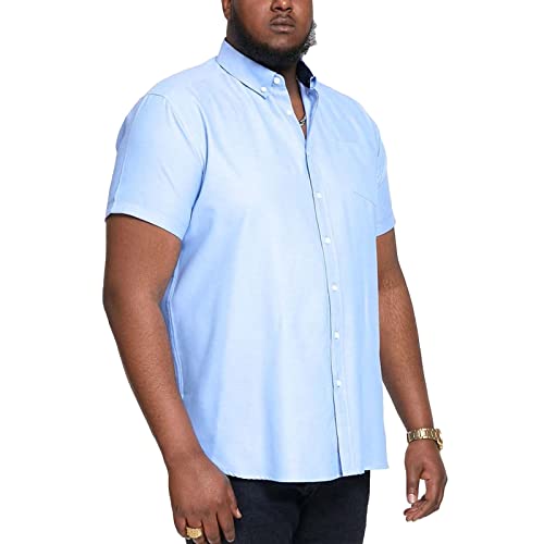 D555 Herren Plus Size James Basic Oxford Kurzarmhemd in 5 Farben 2XL bis 6XL, himmelblau, 5XL von D555