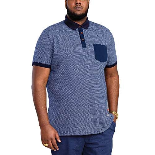 D555 Oxley Herren-Poloshirt, groß, fein, gestreift, Jersey, Marineblau, navy, 3XL Große Größen Tall von D555