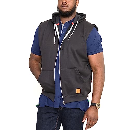 D555 große Größe Herren Kapuzenpulli Duke Freizeit ärmellos Jacke mit Kapuze Reißverschluss Kapuzenpullover - Dunkelgrau, 5XL von D555