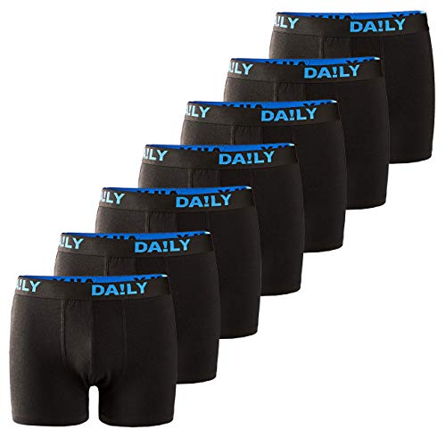 DA!LY UNDERWEAR Herren Boxershort Basic Boxer Retro Trunks 7er Pack Unterhosen Schwarz Waistband Bunt 95% Baumwolle Daily S M L XL XXL 3XL 4XL 5XL 6XL, Größe:3XL, Farbe:Schwarz/Blau von DA!LY UNDERWEAR