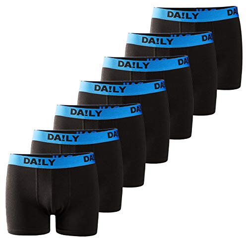 DA!LY UNDERWEAR Herren Boxershort Basic Boxer Retro Trunks 7er Pack Unterhosen Schwarz Waistband Bunt 95% Baumwolle Daily S M L XL XXL 3XL 4XL 5XL 6XL, Größe:3XL, Farbe:Blau/Schwarz von DA!LY UNDERWEAR