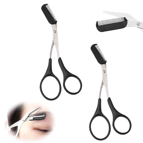 2 Stück Augenbrauenschere Mit Kamm,Augenbrauenschere,Professionelle Augenbrauen Schere,Augenbrauen Schere Für Frauen,Augenbrauentrimmer,Präzisions Trimmer,Eyebrow Scissors Für Frauen Und Männer von DAAIZIII