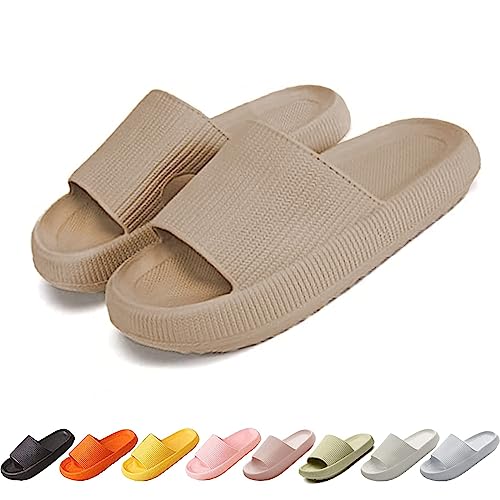 Cozy Slides, Cosyslides Wolkenslipper Original, Dicke Sohle Super Weich Rutschfeste Schnell Trocknende Hausschuhe Im Offenen Zehenbereich (36/37, Khaki, numeric_36) von DAAMM