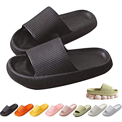 DAAMM Cozy Slides, Cosyslides Wolkenslipper Original, Dicke Sohle Super Weich Rutschfeste Schnell Trocknende Hausschuhe Im Offenen Zehenbereich (38/39, Schwarz, numeric_38) von DAAMM