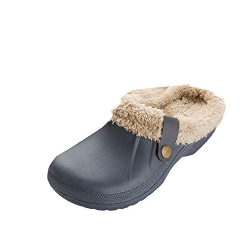 DAAMM Damen Clogs Gefüttert Hausschuhe, Winter Warm Plüsch Gartenclogs Slipper, Wasserdicht Pantoffeln Rutschfeste Gartenschuhe, Unisex Weiche Outdoor Winterschuhe Hausschuhe von DAAMM