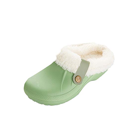 DAAMM Damen Clogs Gefüttert Hausschuhe, Winter Warm Plüsch Gartenclogs Slipper, Wasserdicht Pantoffeln Rutschfeste Gartenschuhe, Unisex Weiche Outdoor Winterschuhe Hausschuhe von DAAMM