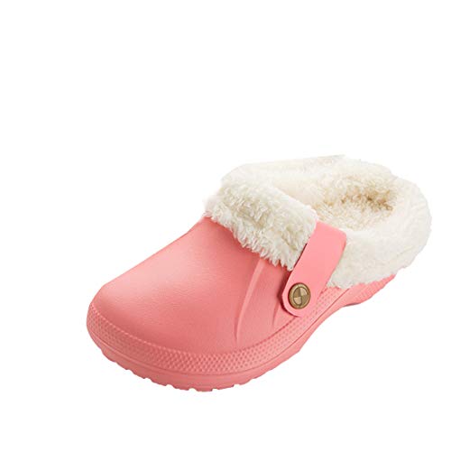 DAAMM Damen Clogs Gefüttert Hausschuhe, Winter Warm Plüsch Gartenclogs Slipper, Wasserdicht Pantoffeln Rutschfeste Gartenschuhe, Unisex Weiche Outdoor Winterschuhe Hausschuhe von DAAMM