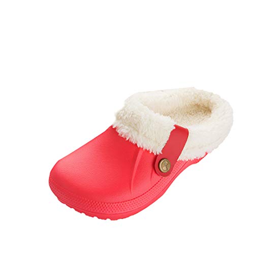 DAAMM Damen Clogs Gefüttert Hausschuhe, Winter Warm Plüsch Gartenclogs Slipper, Wasserdicht Pantoffeln Rutschfeste Gartenschuhe, Unisex Weiche Outdoor Winterschuhe Hausschuhe von DAAMM