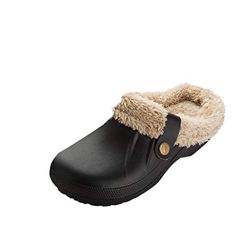 DAAMM Damen Clogs Gefüttert Hausschuhe, Winter Warm Plüsch Gartenclogs Slipper, Wasserdicht Pantoffeln Rutschfeste Gartenschuhe, Unisex Weiche Outdoor Winterschuhe Hausschuhe von DAAMM