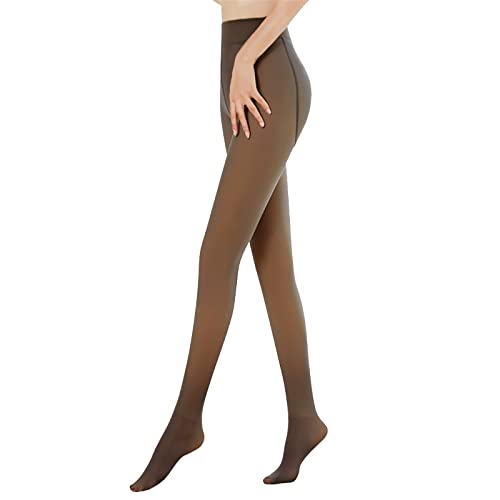 DAAMM Damen Strumpfhosen Winter Thermostrumpfhose, Thermo Hohe-Taille Elastizität Fleece Strumpfhose, Gefälschte Durchscheinend Plüschstrümpfe Winterleggings Wärmende Fleece Pantyhose 80g von DAAMM