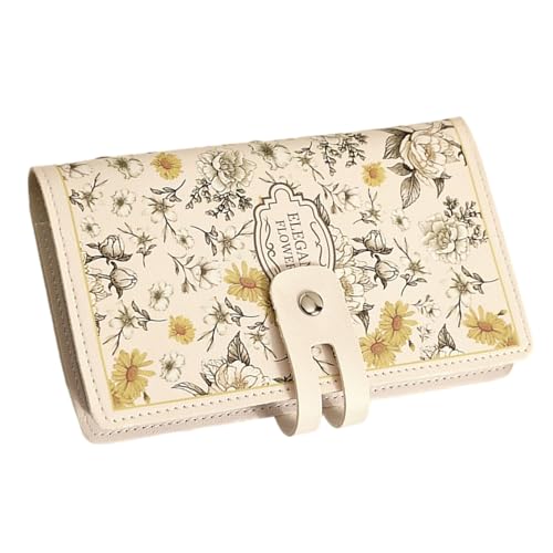 DABAIXIONG Blumenthema Bedrucktes Kartenkoffer Geräumiger 20 Taschenkapazität Wasserbeständiges PVC Tragbares Reisebehörigkeit Großer Kapazitätskartenhalter Für Frauen von DABAIXIONG
