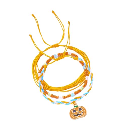 DABAIXIONG Festliche Halloween Schmuck Farbenfrohe Perlenarmband Kürbiskspezige Dekore Mehrschichtige Stränge Dehnbarer Party Accessoire Für Teenager Festival Armband von DABAIXIONG
