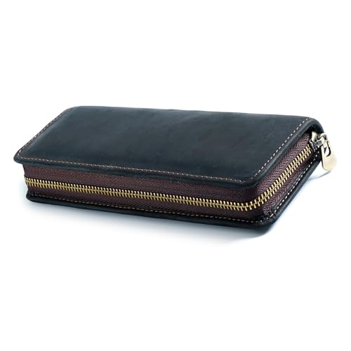DABAIXIONG Lederstiftkoffer Brunnenhalter Reißverschluss Lederbeutel Elastizität Slots Halten 5-11 Bleistift Für Frauen Männer Business Professional Pen Case von DABAIXIONG
