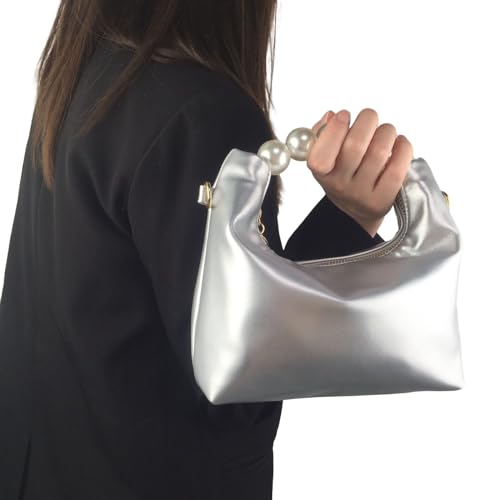 DABAIXIONG Mode PU Leder Abendbeutel Mit Abnehmbarer Kette Perle Perlen Perlen Crossbody Handtasche Für Formelle Party PU Leder Kleine Handtasche Geldbörse von DABAIXIONG